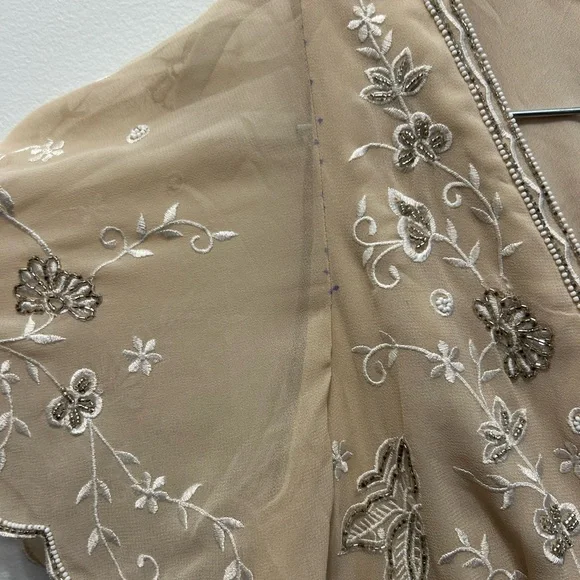 Anthropologie Beige Floral Embroidered Dress - Picture 8 of 11